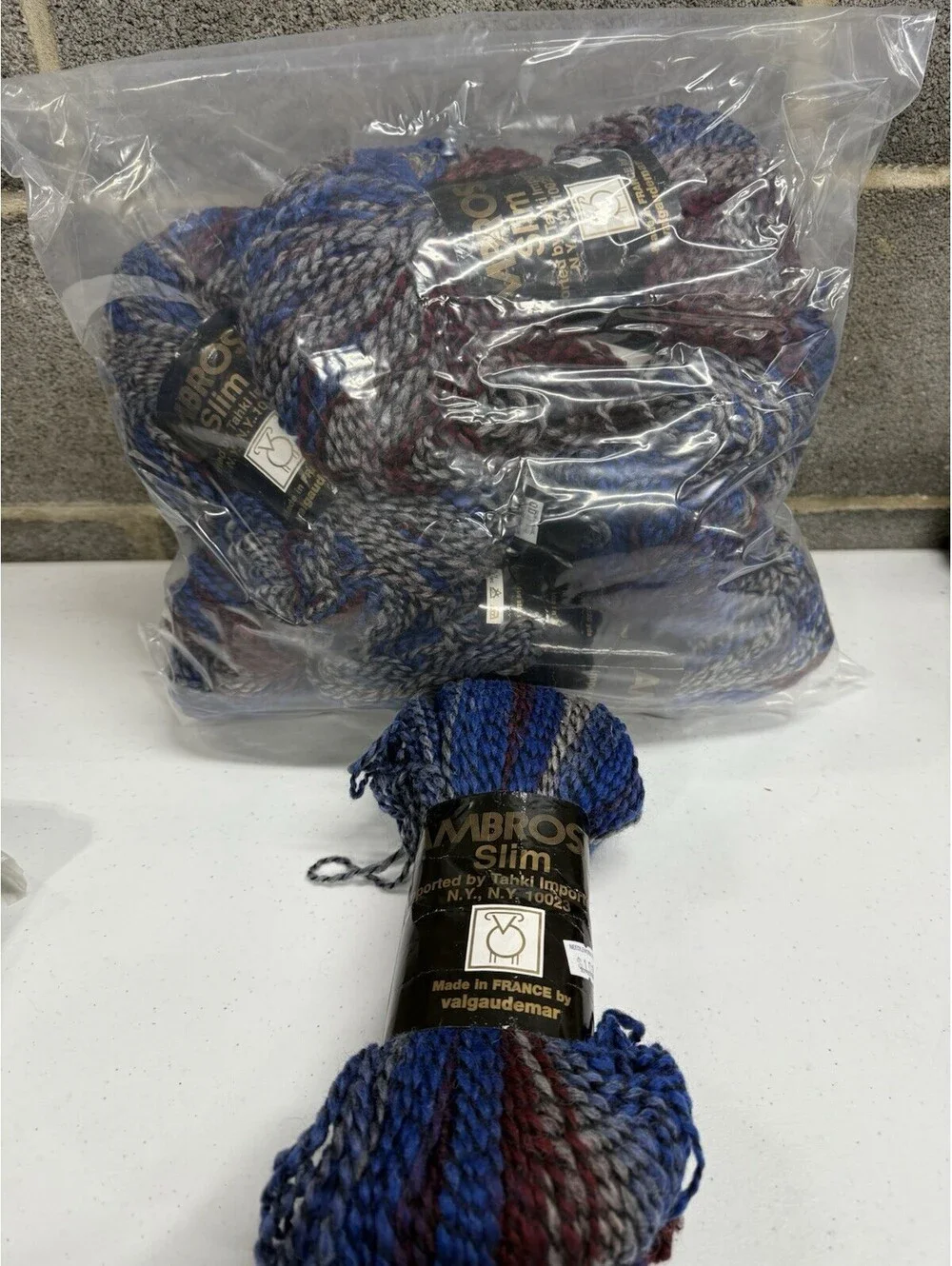 Tahki Imports Ambrosia Slim New Wool Yarn Shade 663 Multi Color 10 Skein Lot
